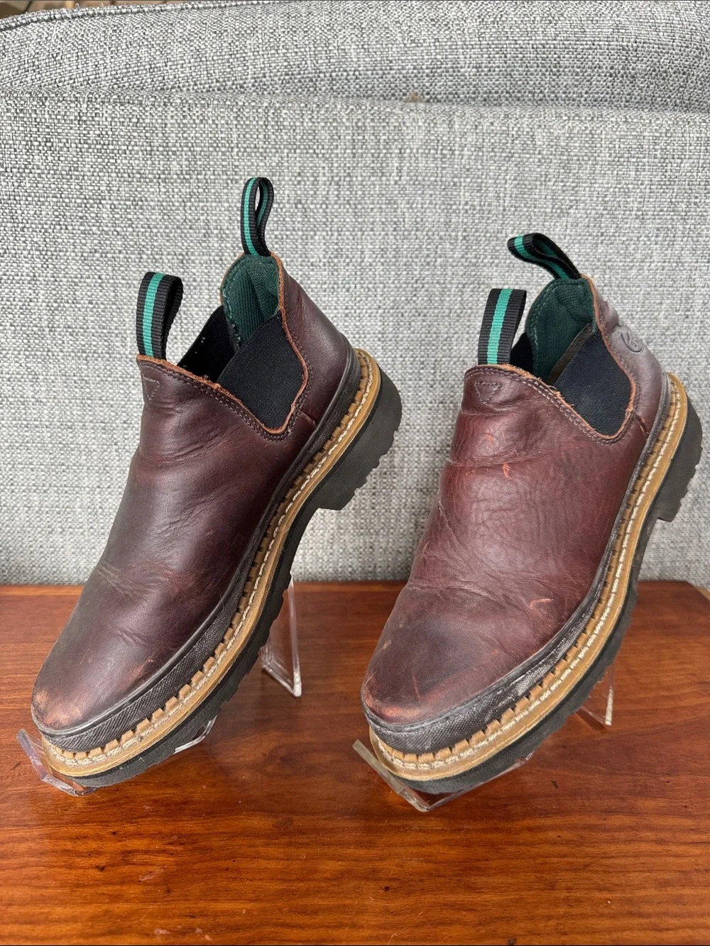 Georgia Boot Men's Brown Leather Slip-On Romeo Slip On Work Shoes Size 7.5